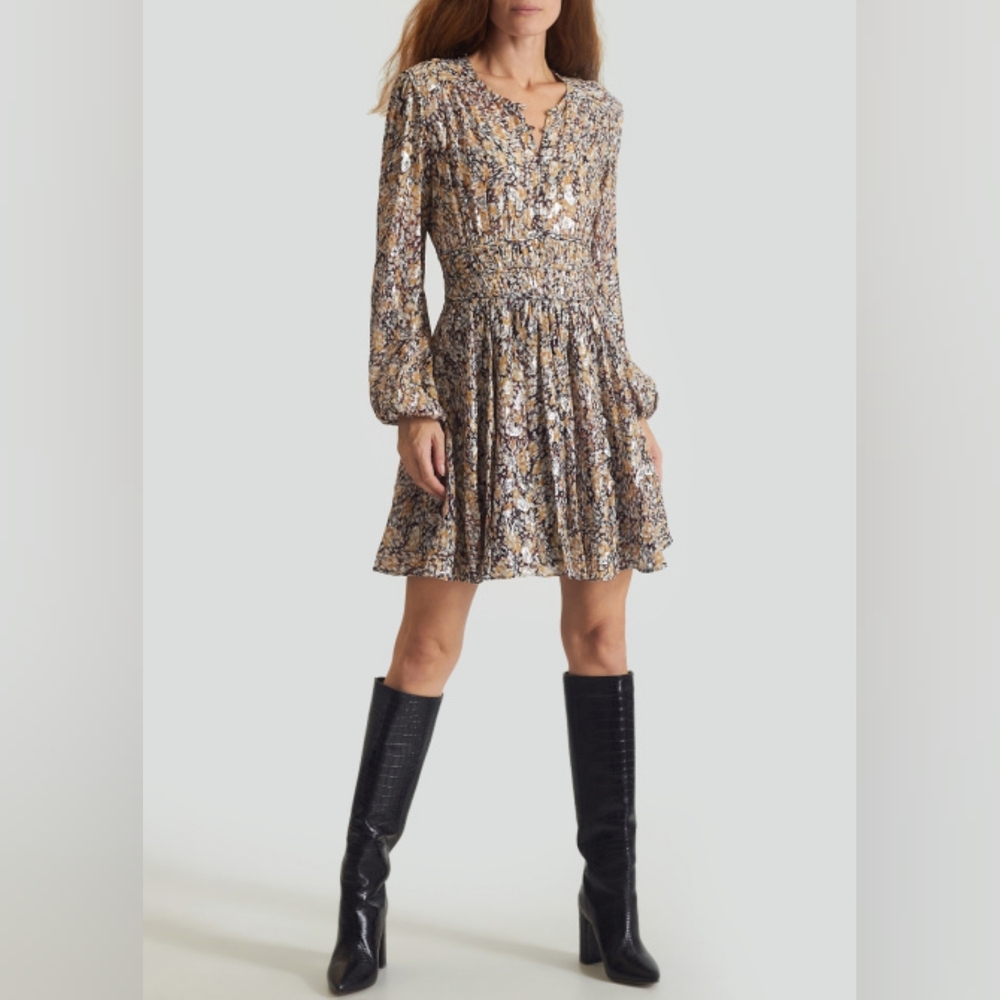 Maje Ribbia Lurex Jacquard Mini Dress Size 40/M
